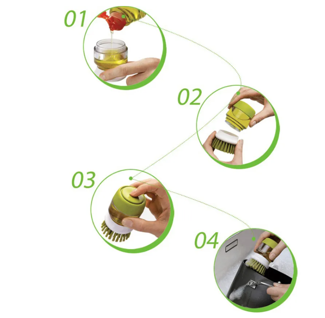 Liquid Soap Dish & Pot Washing Brush