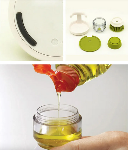 Liquid Soap Dish & Pot Washing Brush